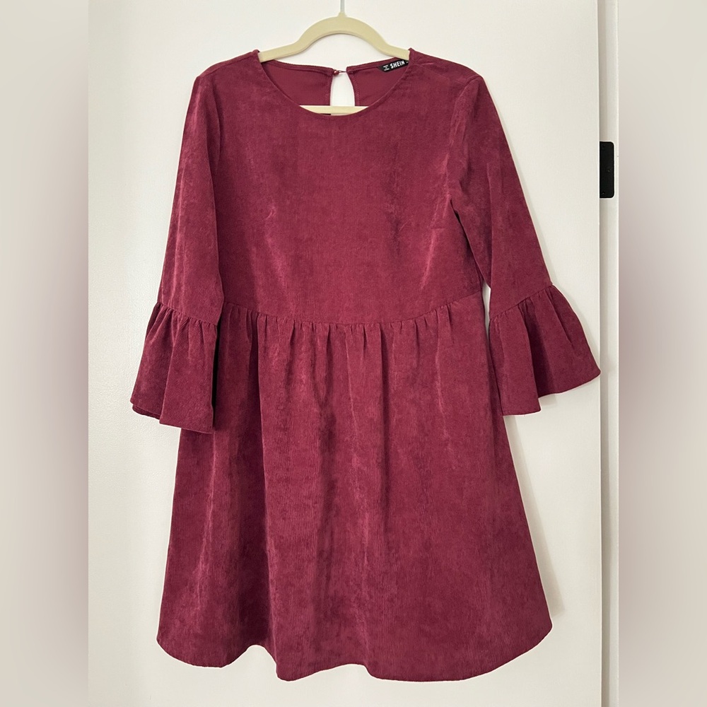 Women’s Burgundy Bell Sleeve Dress